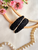 Kainaat Hand Embroidered Black Tic-Tac Hair Clips