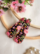 Harmaini Hand Embroidered Floral Tic-Tac Hair Clips