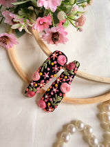 Harmaini Hand Embroidered Floral Tic-Tac Hair Clips
