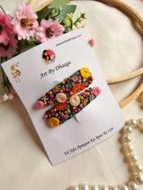 Krishna Hand Embroidered Floral Tic-Tac Hair Clips
