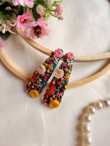 Krishna Hand Embroidered Floral Tic-Tac Hair Clips