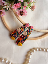 Krishna Hand Embroidered Floral Tic-Tac Hair Clips