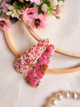 Twinkle Hand Embroidered Pink Pearl & Bead Tic-Tac Hair Clips