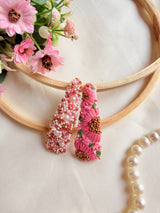 Twinkle Hand Embroidered Pink Pearl & Bead Tic-Tac Hair Clips