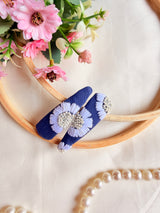Daisy Denim Hand Embroidered Tic-Tac Hair Clips