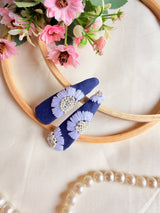 Daisy Denim Hand Embroidered Tic-Tac Hair Clips