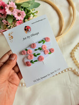Gulaab Hand Embroidered Rose Tic-Tac Hair Clips