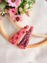 Eiffel Tower Hand Embroidered Tic-Tac Hair Clips