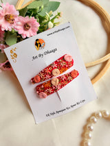 Lakshmi Hand Embroidered Floral Tic-Tac Hair Clips