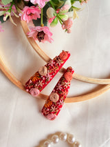 Lakshmi Hand Embroidered Floral Tic-Tac Hair Clips