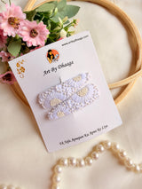 Saraswati Hand Embroidered Pearl White Tic-Tac Hair Clips