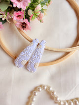 Saraswati Hand Embroidered Pearl White Tic-Tac Hair Clips