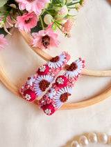 Khushi Hand Embroidered Floral Tic-Tac Hair Clips