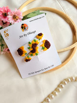 Sunflower Hand Embroidered White Floral Tic-Tac Hair Clips