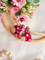 Heart Beat Hand Embroidered Floral Tic-Tac Hair Clips