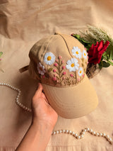 Sand Daisy Hand Embroidered Cap