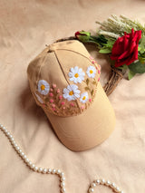 Sand Daisy Hand Embroidered Cap