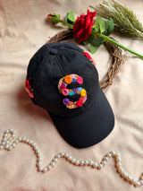 Personalised Floral Initial Hand Embroidered Cap