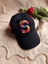 Personalised Floral Initial Hand Embroidered Cap
