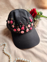 Rosette Garden Hand Embroidered Cap