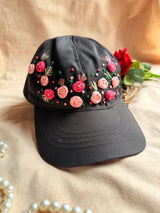 Rosette Garden Hand Embroidered Cap