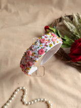 Phoolwari Safed Gul Hand Embroidered Headband