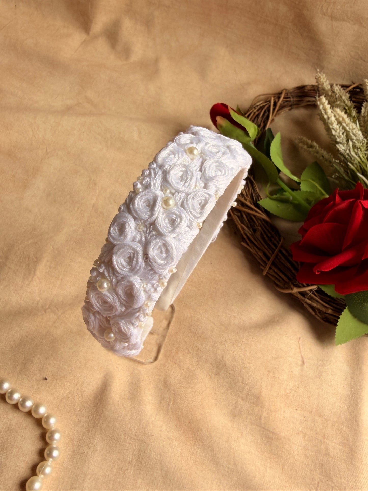 Safed Noor Hand Embroidered Headband