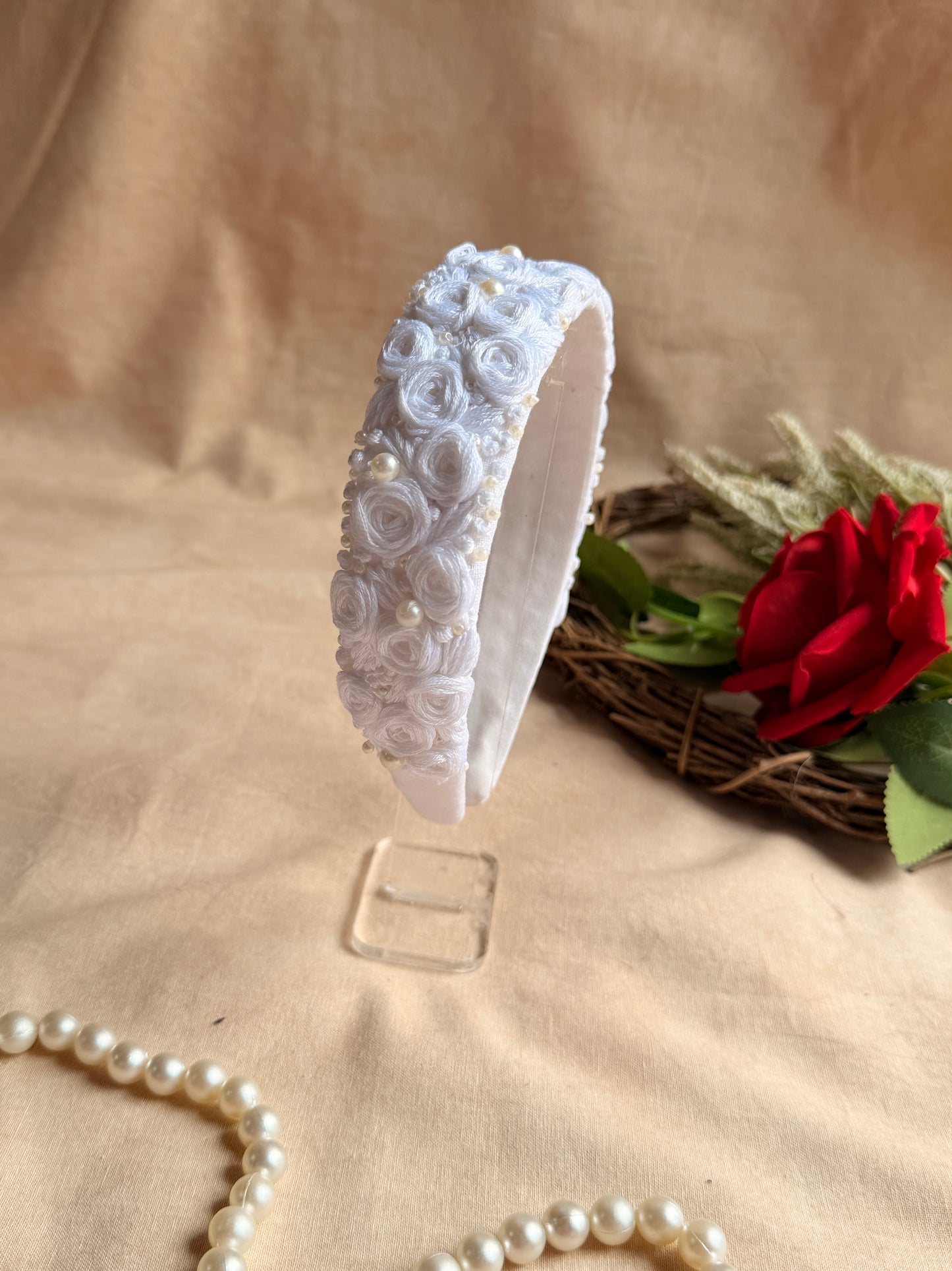 Safed Noor Hand Embroidered Headband