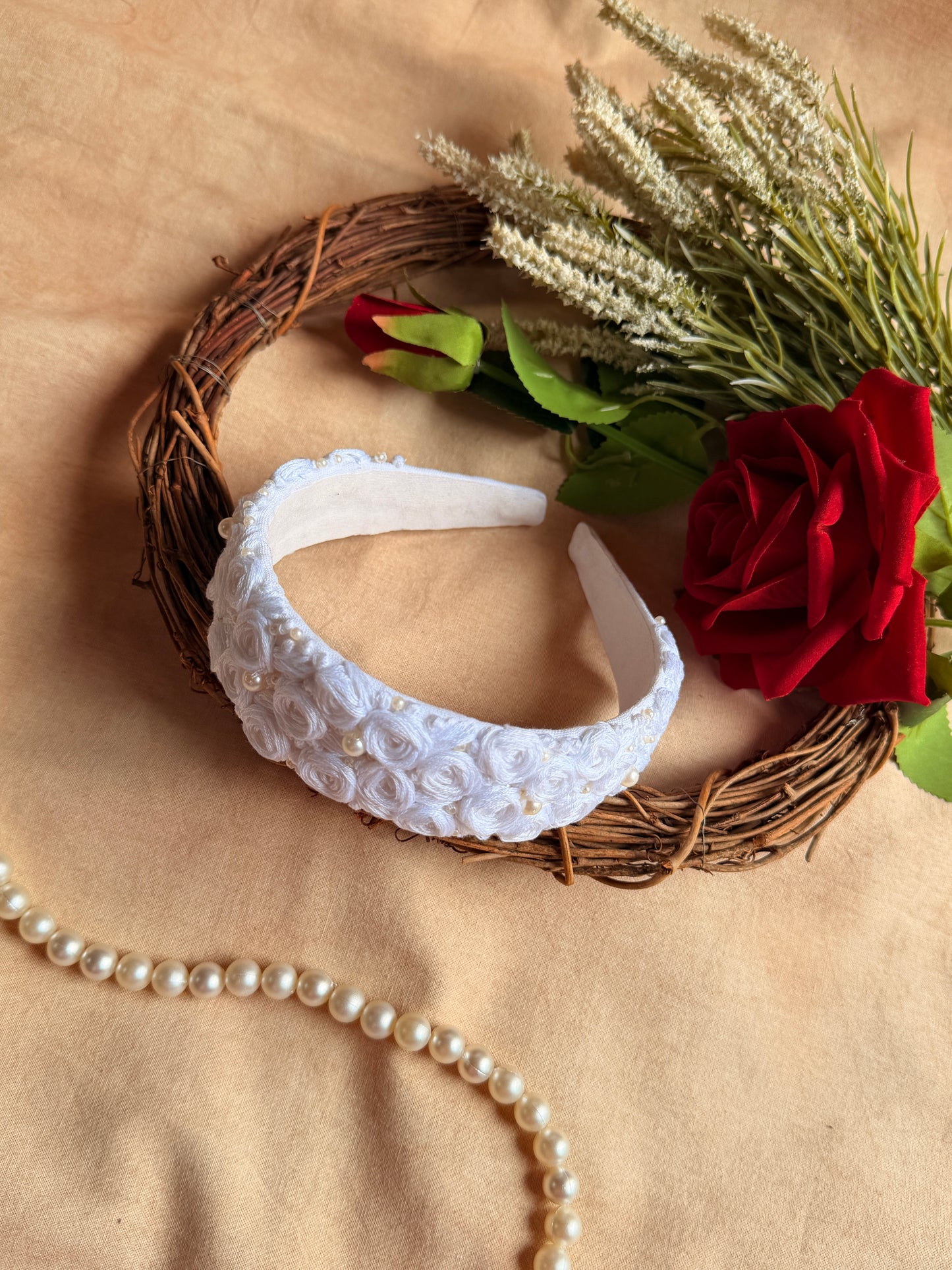Safed Noor Hand Embroidered Headband