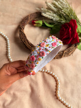 Phoolwari Safed Gul Hand Embroidered Headband