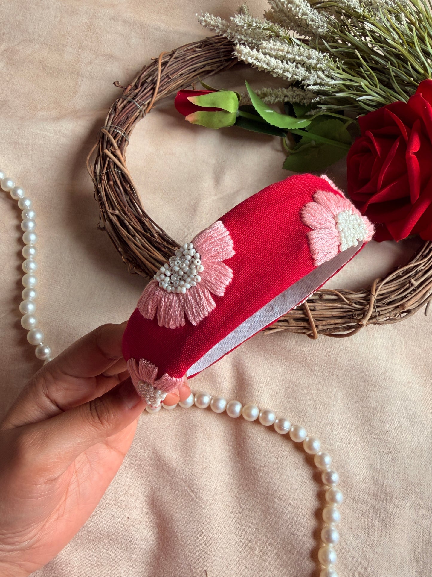 Laal Komal Hand Embroidered Headband