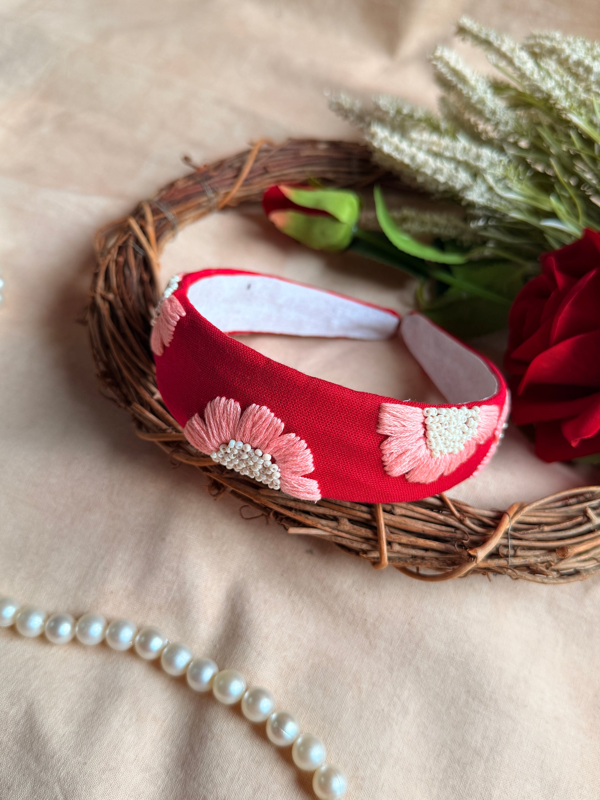 Laal Komal Hand Embroidered Headband