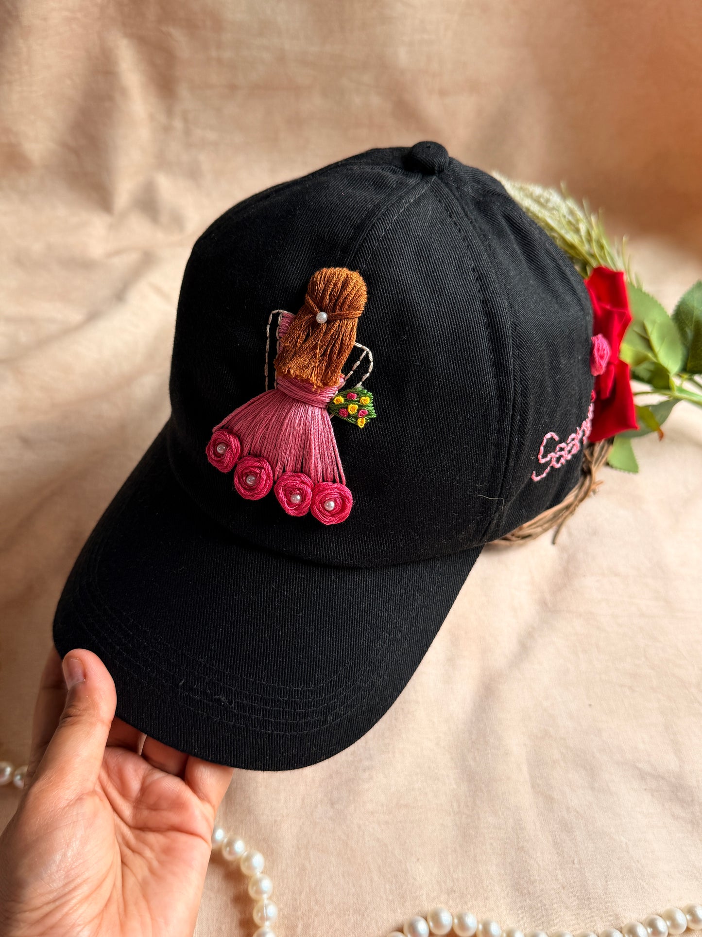 Personalised Princess Hand Embroidered Cap