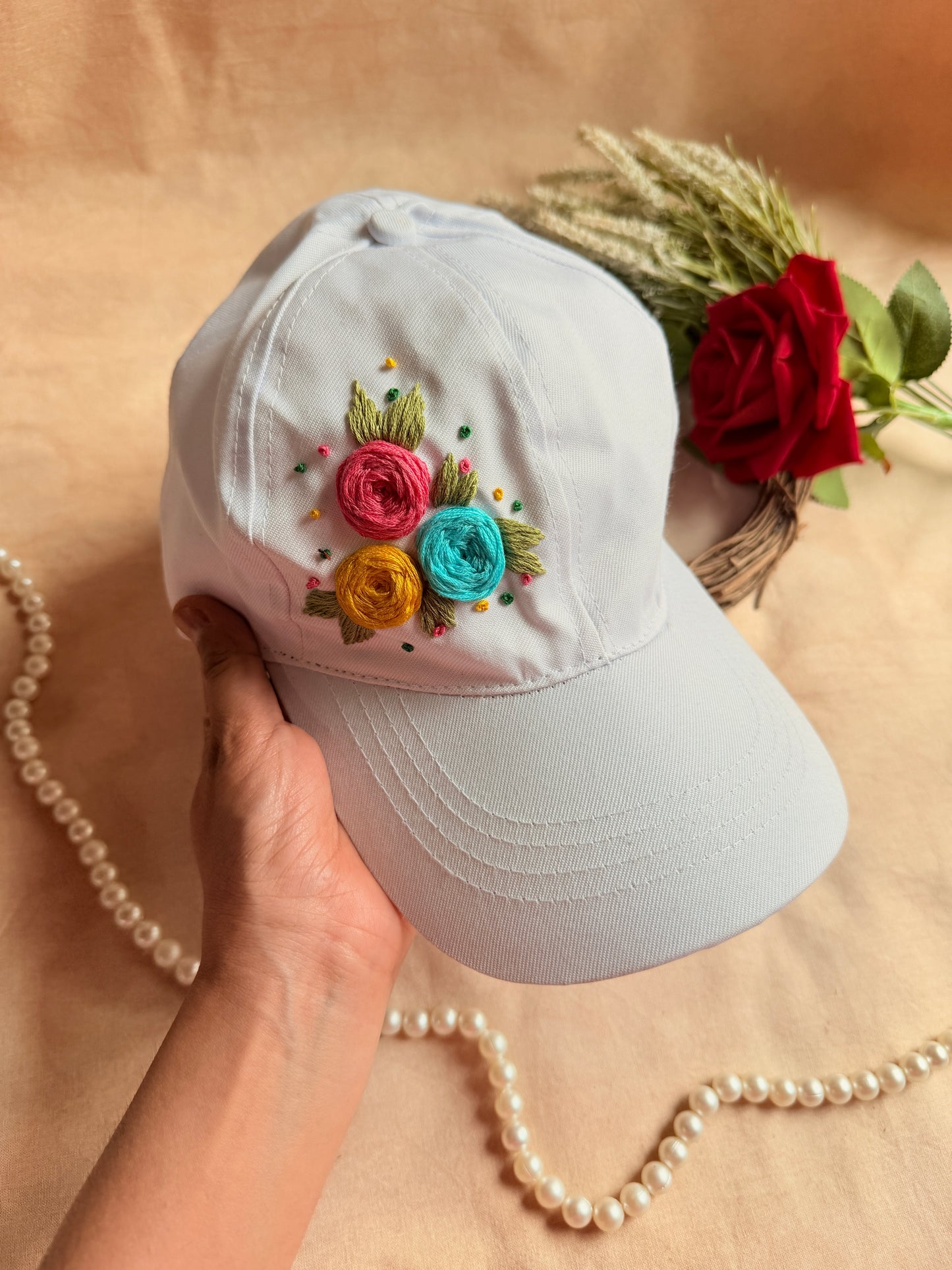 Bloom Trio Hand Embroidered Cap