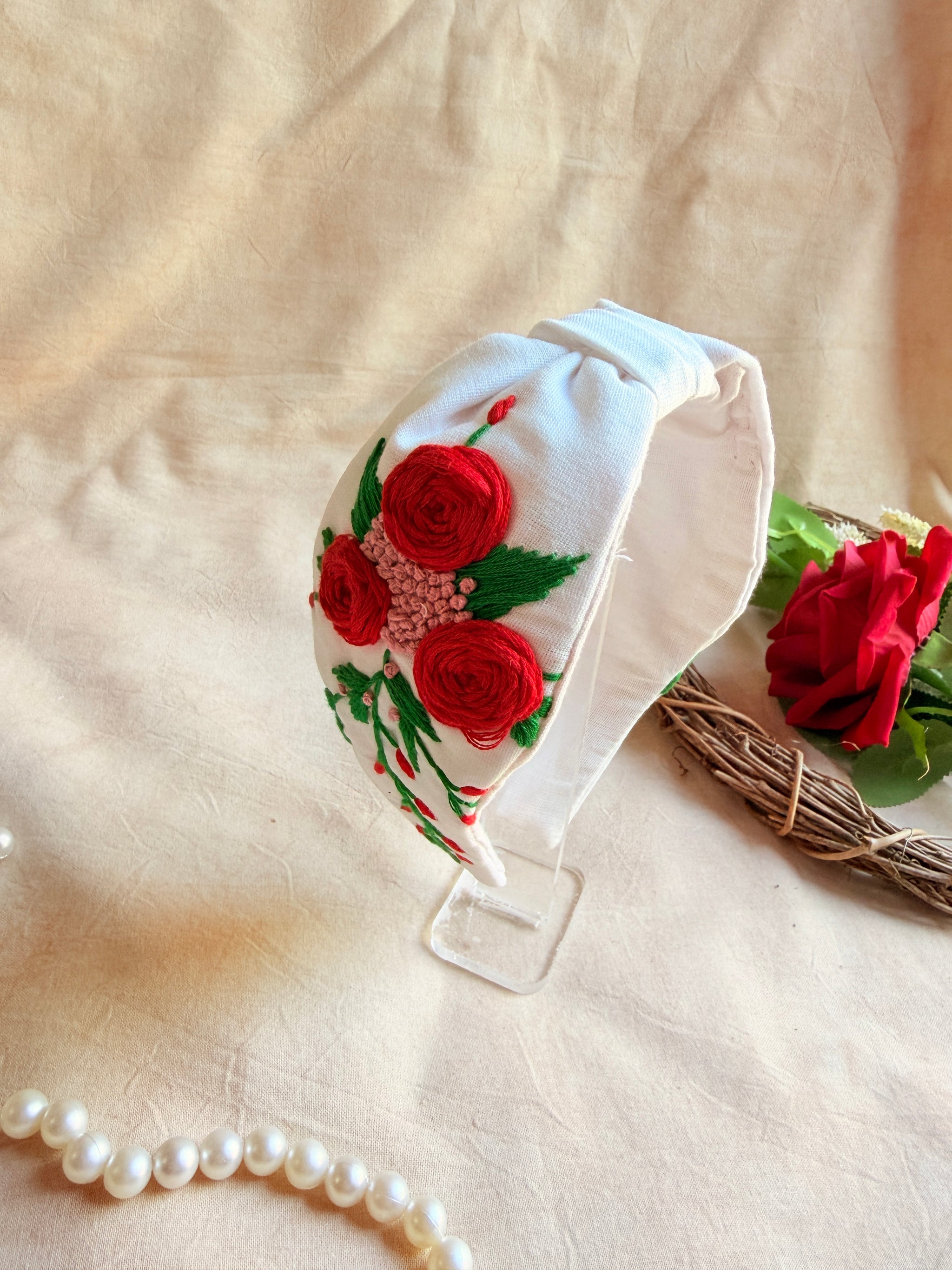 Rose Garden Hand Embroidered Headband
