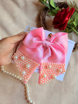 Pearl of Wisdom Pink Bow Hair Clip