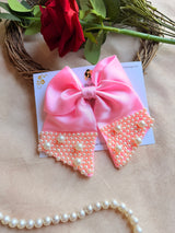 Pearl of Wisdom Pink Bow Hair Clip