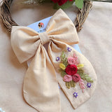Ganga Hand Embroidered Floral Bow Hair Clip