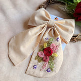 Ganga Hand Embroidered Floral Bow Hair Clip