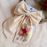 Ganga Hand Embroidered Floral Bow Hair Clip