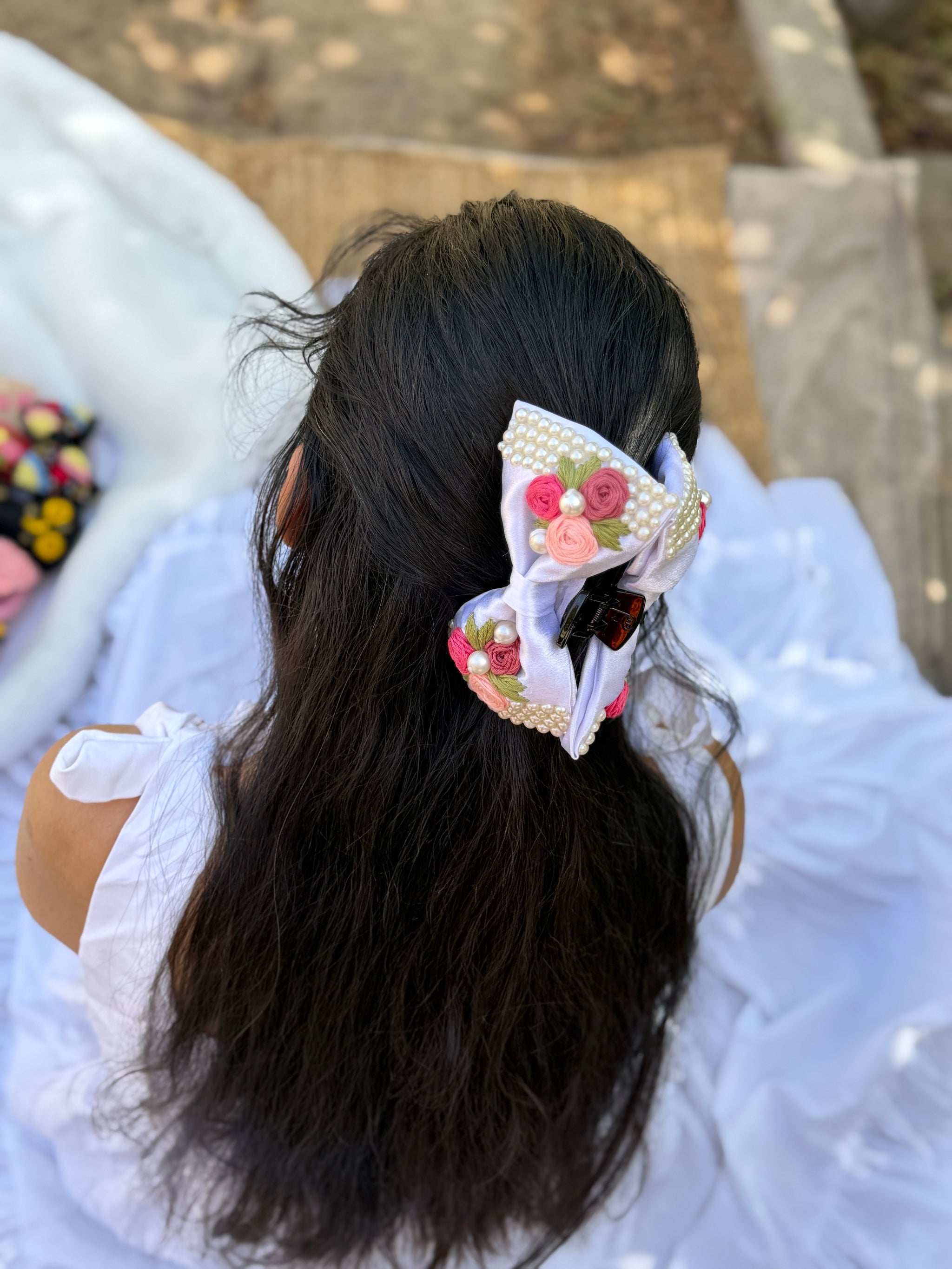 Snowwhite’s Hand Embroidered Clutcher Bow