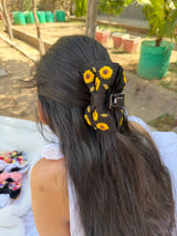 Sunflower Hand Embroidered Clutcher Bow