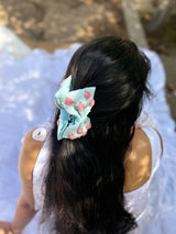 Sky Bloom Hand Embroidered Clutcher Bow