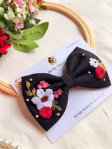 Dherya Hand Embroidered Floral Bow Hair Clip