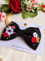 Dherya Hand Embroidered Floral Bow Hair Clip