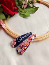 Personalized Name in Bloom Hand Embroidered Tic Tac Clips