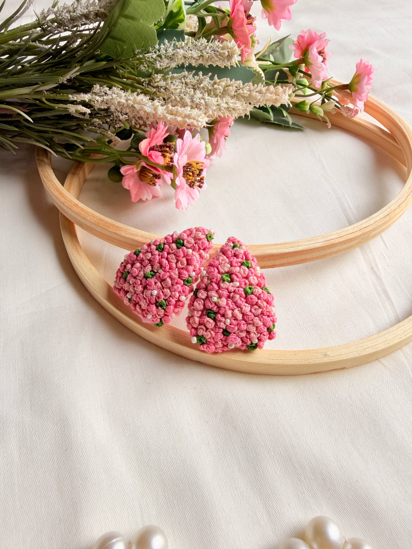 Valentine Hand Embroidered Heart Tic Tac Clips