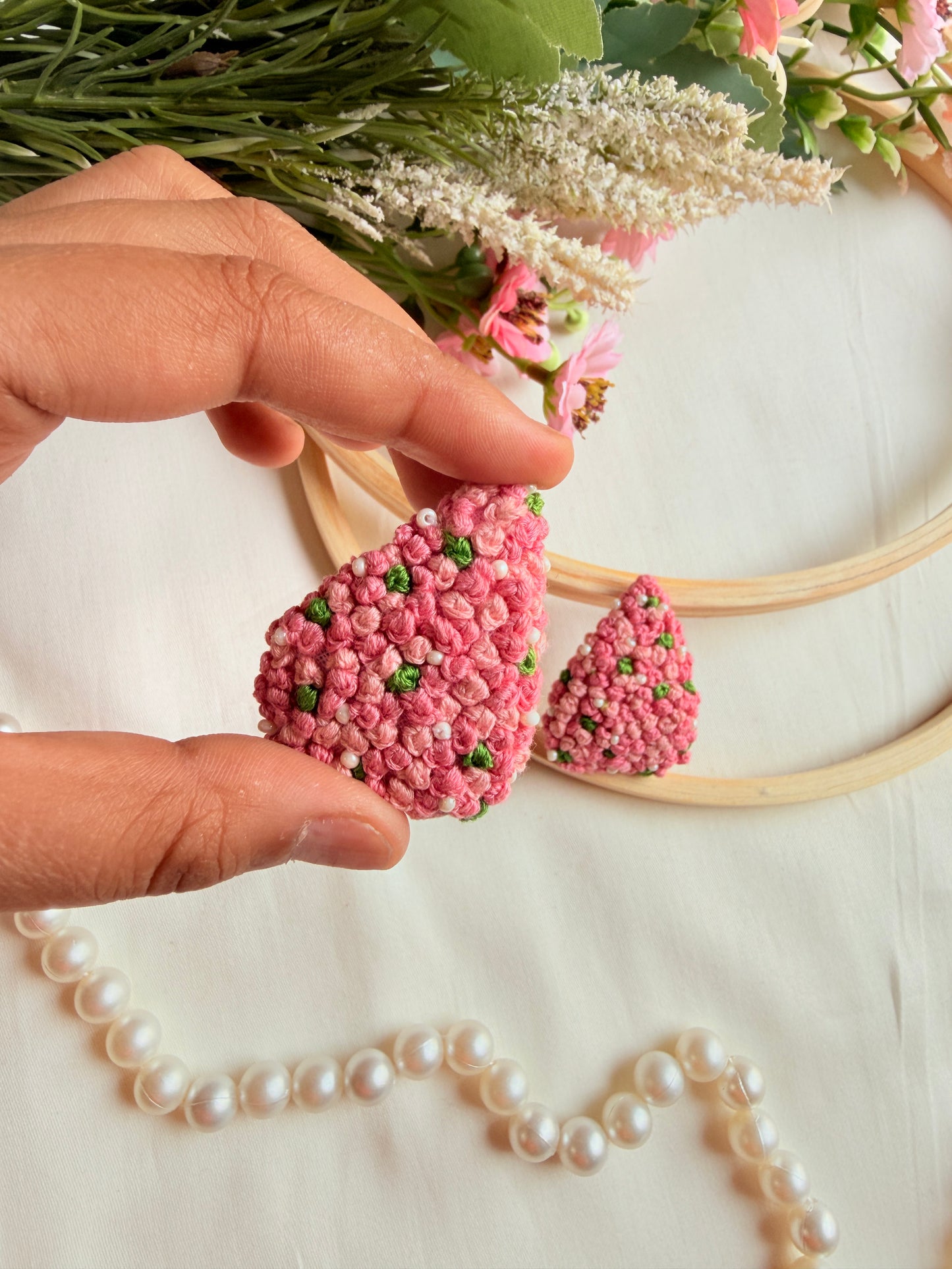 Valentine Hand Embroidered Heart Tic Tac Clips