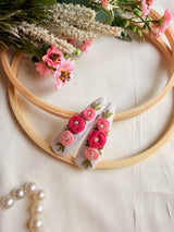 Niya White Hand Embroidered Floral Tic Tac Clips