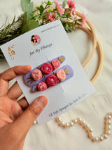 Niya Lavender Hand Embroidered Floral Tic Tac Clips